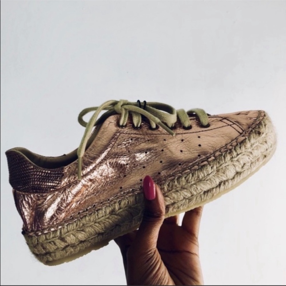 Fabiolas Metallic Espadrille Sneakers in Rose Gold